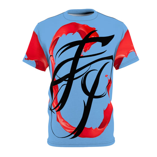 Red on Baby Blue Fresh Paint Tee