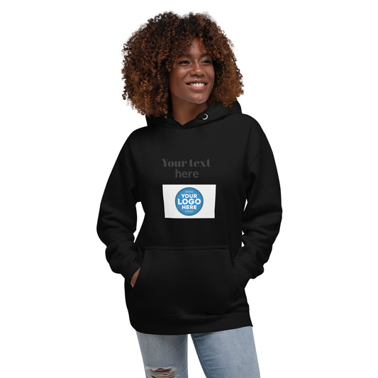 Create Your Own DTG - Text above centered logo - Unisex Hoodie