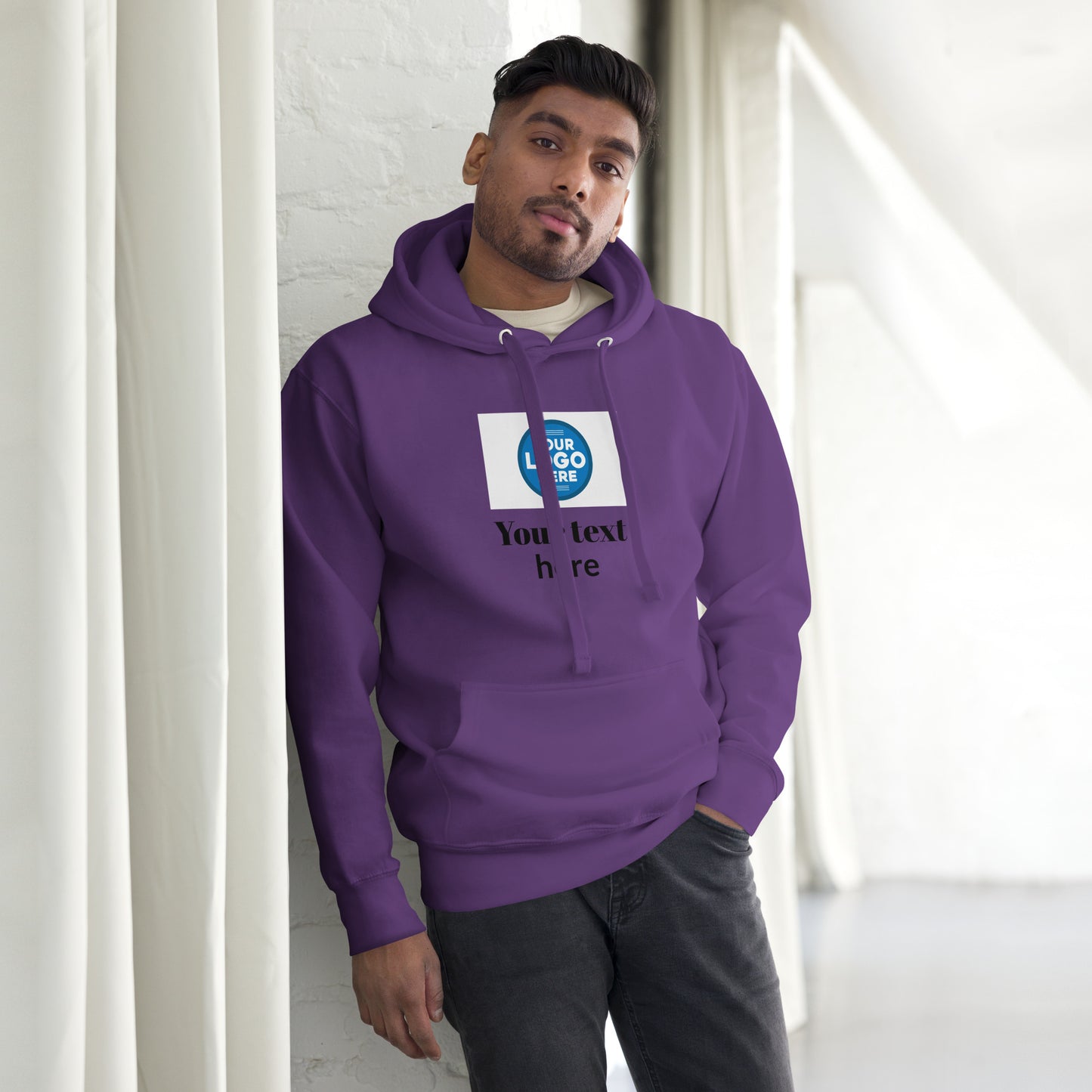 Create Your Own DTG - Text below centered logo - Unisex Hoodie