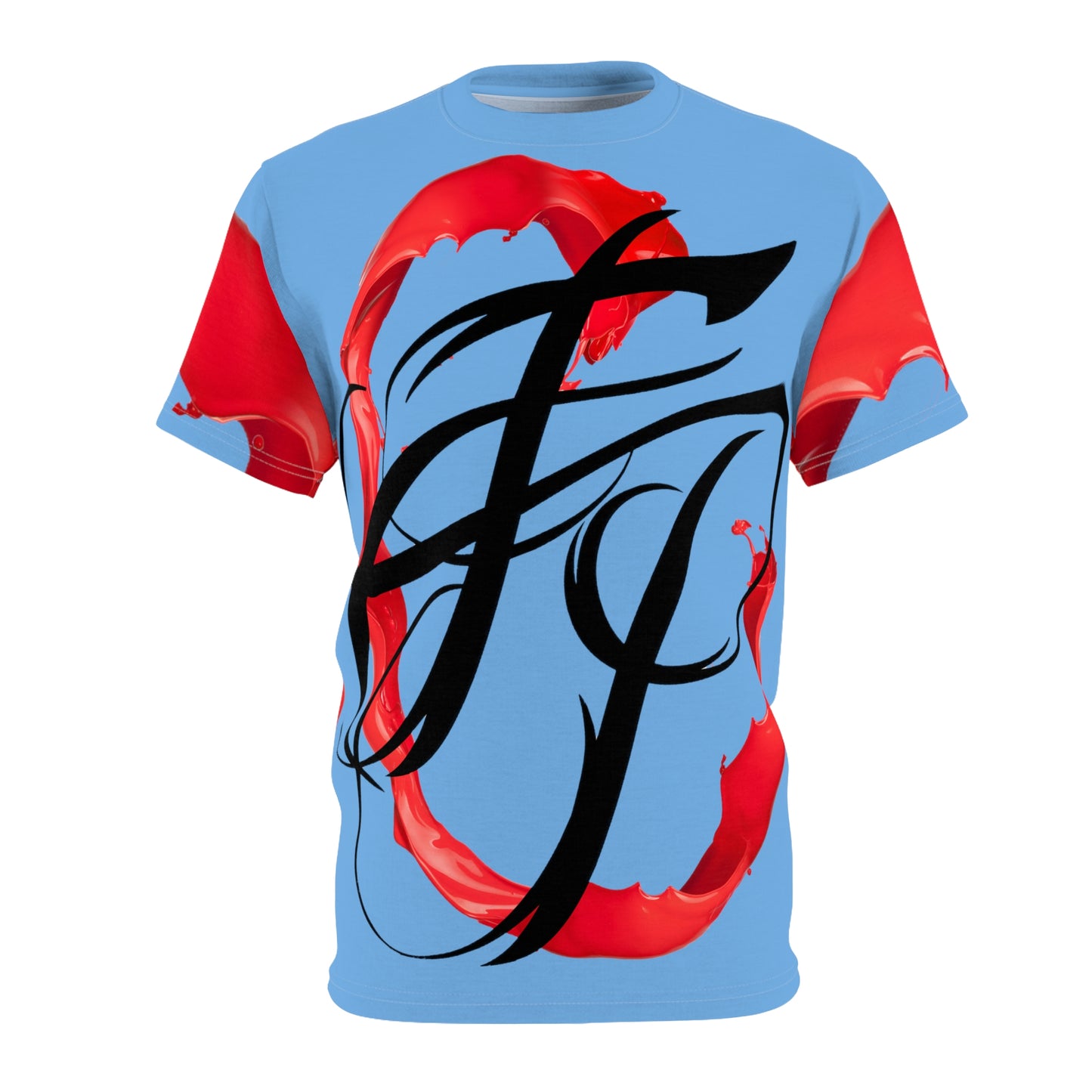 Red on Baby Blue Fresh Paint Tee