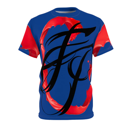 Red on Navy Blue Fresh Paint Tee