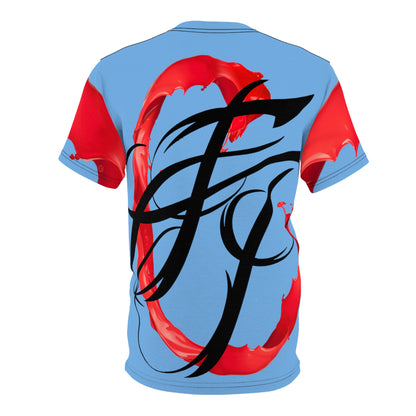 Red on Baby Blue Fresh Paint Tee