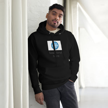 Create Your Own DTG - Text below centered logo - Unisex Hoodie