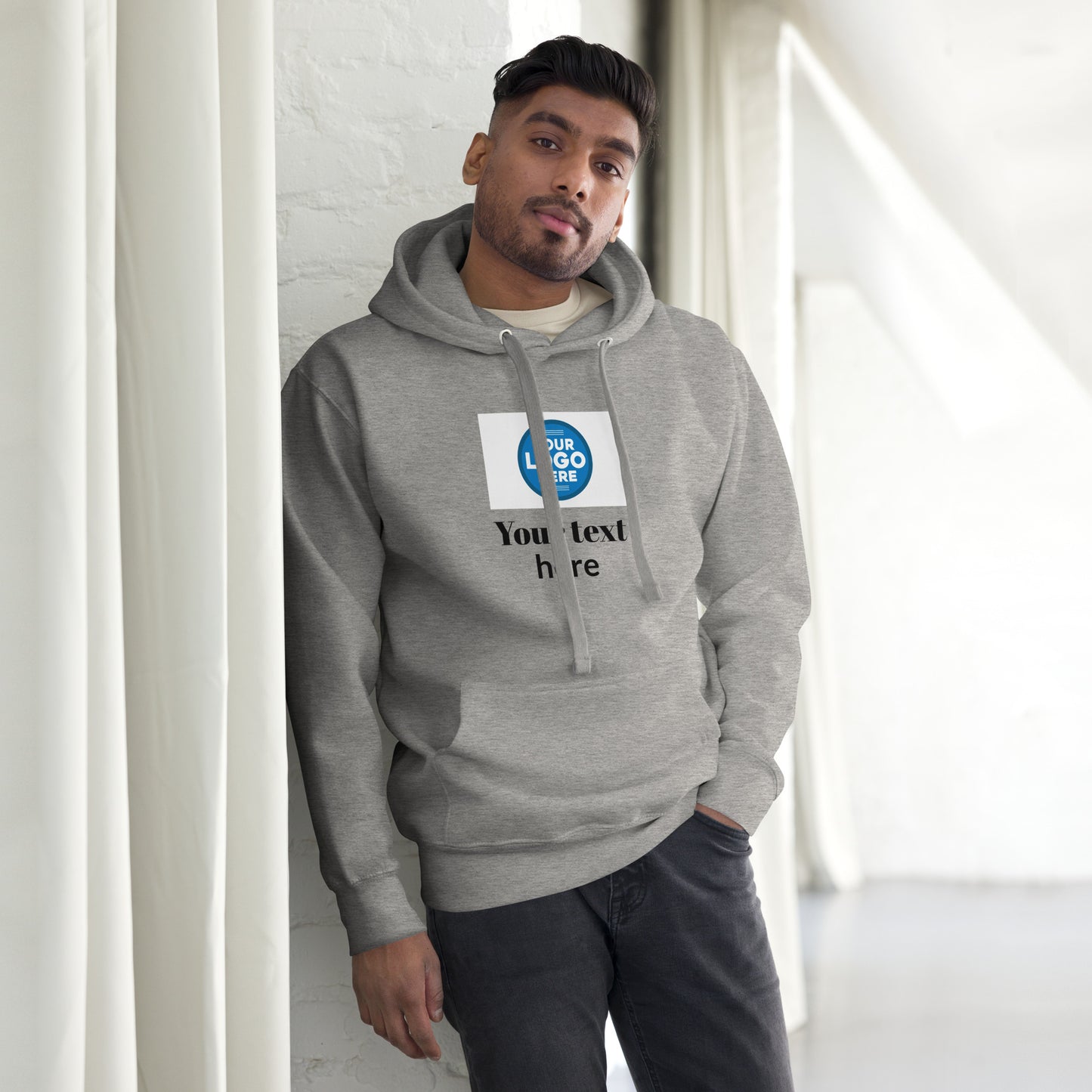 Create Your Own DTG - Text below centered logo - Unisex Hoodie