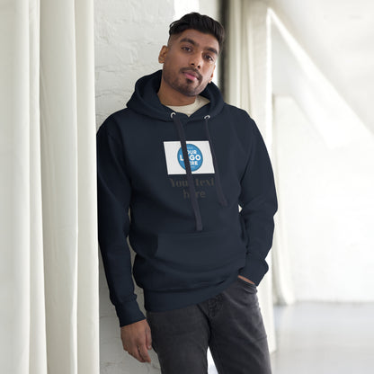 Create Your Own DTG - Text below centered logo - Unisex Hoodie